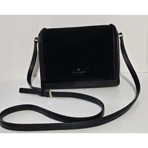 Kate Spade Black Suede Pebbled Leather Crossbody Bag/Purse